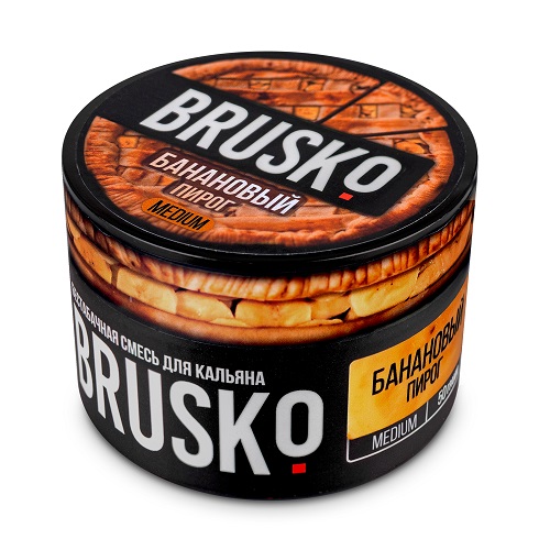 Бестабачная смесь для кальяна BRUSKO, 50 г, Банановый пирог, Medium (М)